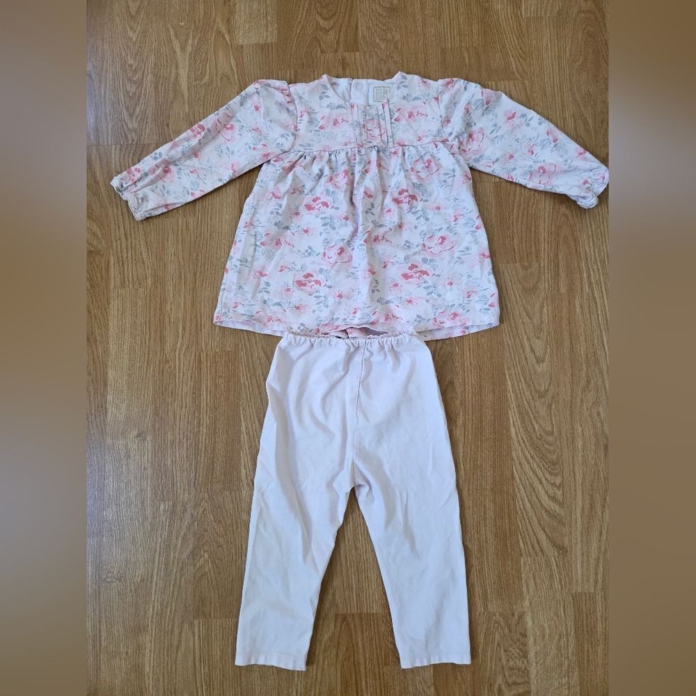 🌷Emile et Rose🌷 Pink Floral Matching Shirt and Pant Set - [Size 2]